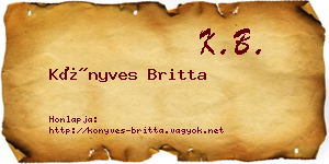 Könyves Britta névjegykártya